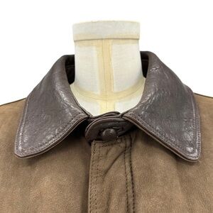 Rare Vintage Women's Leather Trench Barn Coat in Brown Size XL